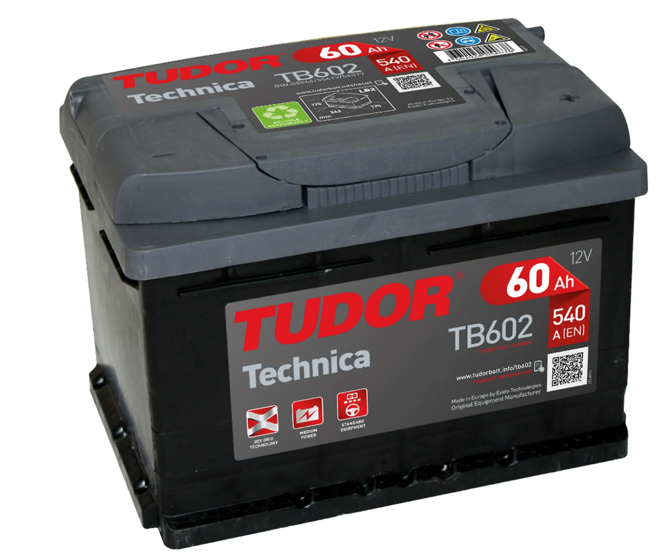 Startbatteri Tudor TB602 Technica 60 Ah