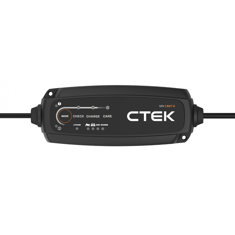 NXT 5 intelligent 12V batteriladdare med rekonditioneringsläge för bil och mc.