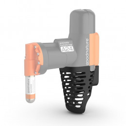 Ett svart ingångsskydd (Blocker) monterat på en Goodnature A24 kolsyrefälla