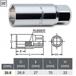 Tändstiftshylsa 3/8" 20,8mm...