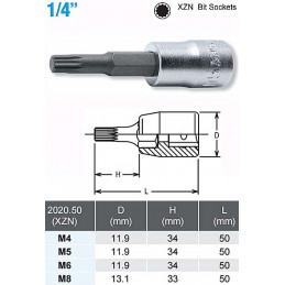 XZN tapp 1/4" M6 längd 50mm