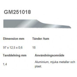 Sticksågsblad 97mm-18 tpi