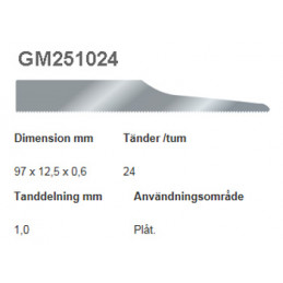 Sticksågsblad 97mm-24 tpi