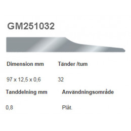 Sticksågsblad 97mm-32 tpi