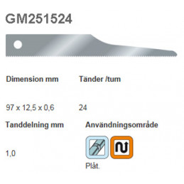 Sticksågsblad hål 97mm-24 tpi