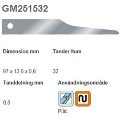 Sticksågsblad hål 97mm-32 tpi