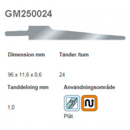 Sticksågsblad SIG 97mm-24 tpi