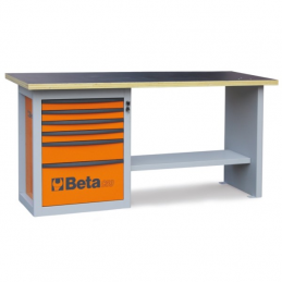 Verktygsbänk 2M 6 lådor Orange
